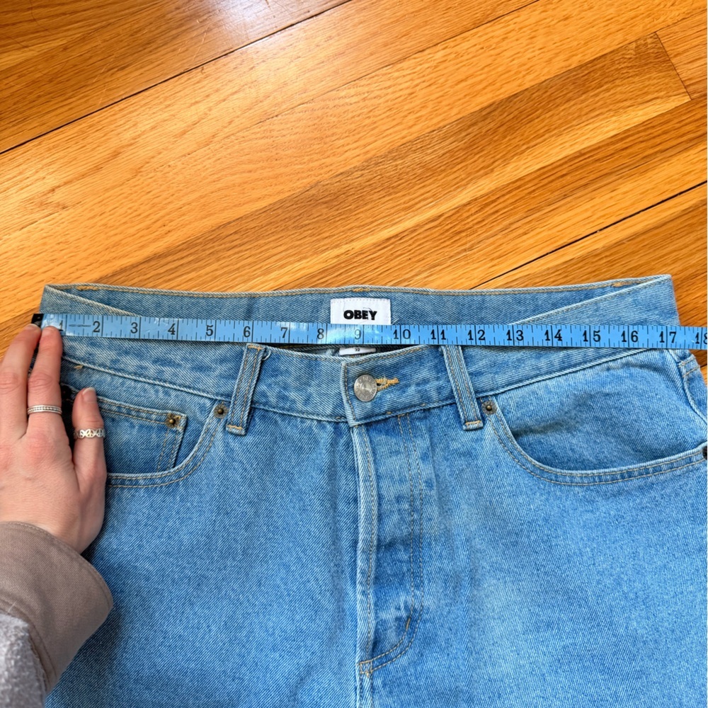NWOT Obey Light Blue Denim Jeans with Branded Waist Patch - Picture 6 of 7